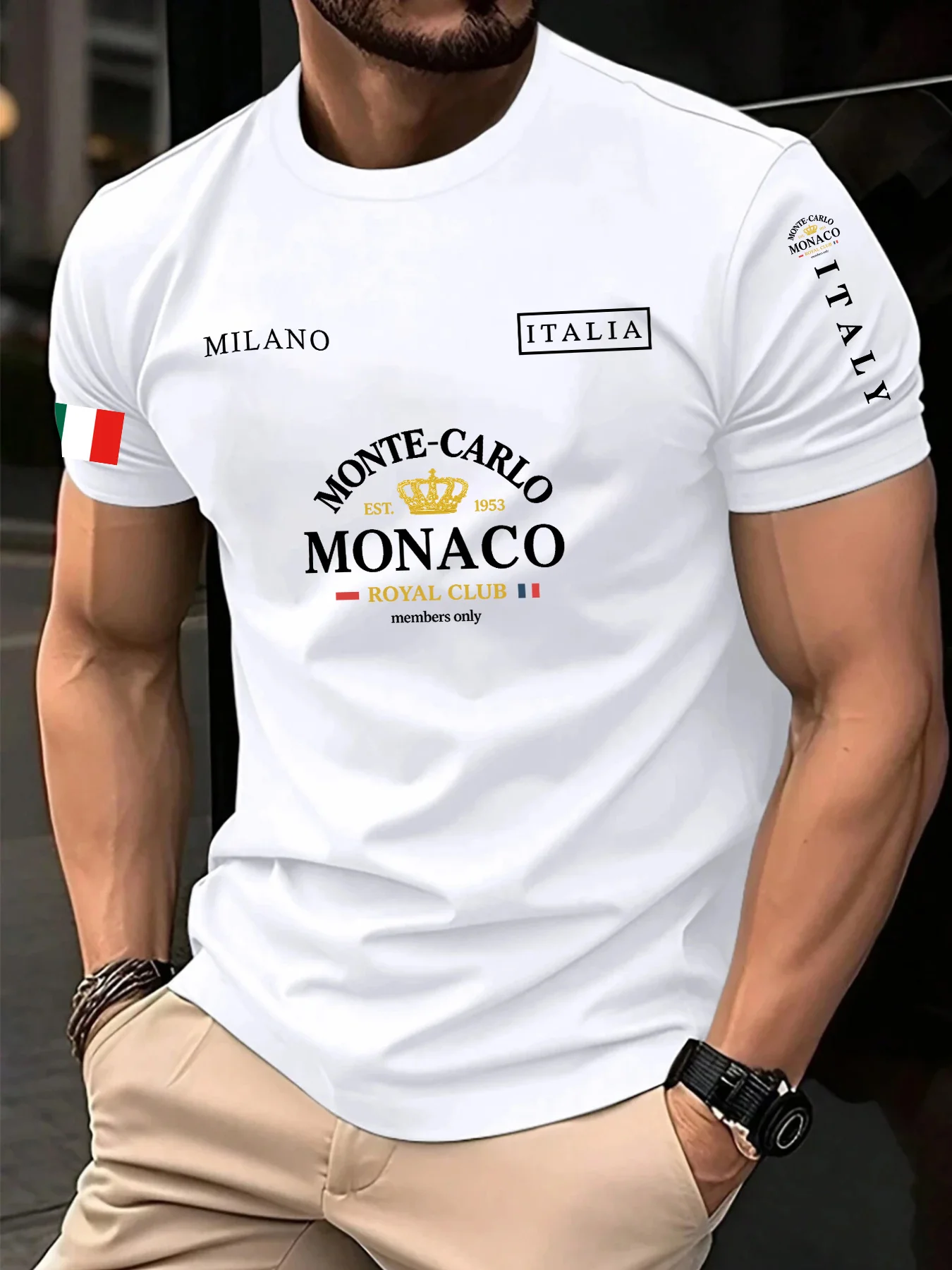 Street Fashion Monaco - เสื้อยืดพิมพ์ลายธงชาติโมนาโกคุณภาพสูงขายดี 100% ผ้าฝ้าย สำหรับผู้ชายและผู้หญิง - ทรงหลวมสบายๆ