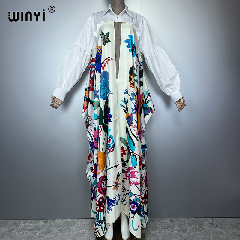 Street Fashion Dubai - เสื้อคลุม WINYI สำหรับผู้หญิง แขนยาว สไตล์แอฟริกัน ชุดลำลองแบบอาบายะ