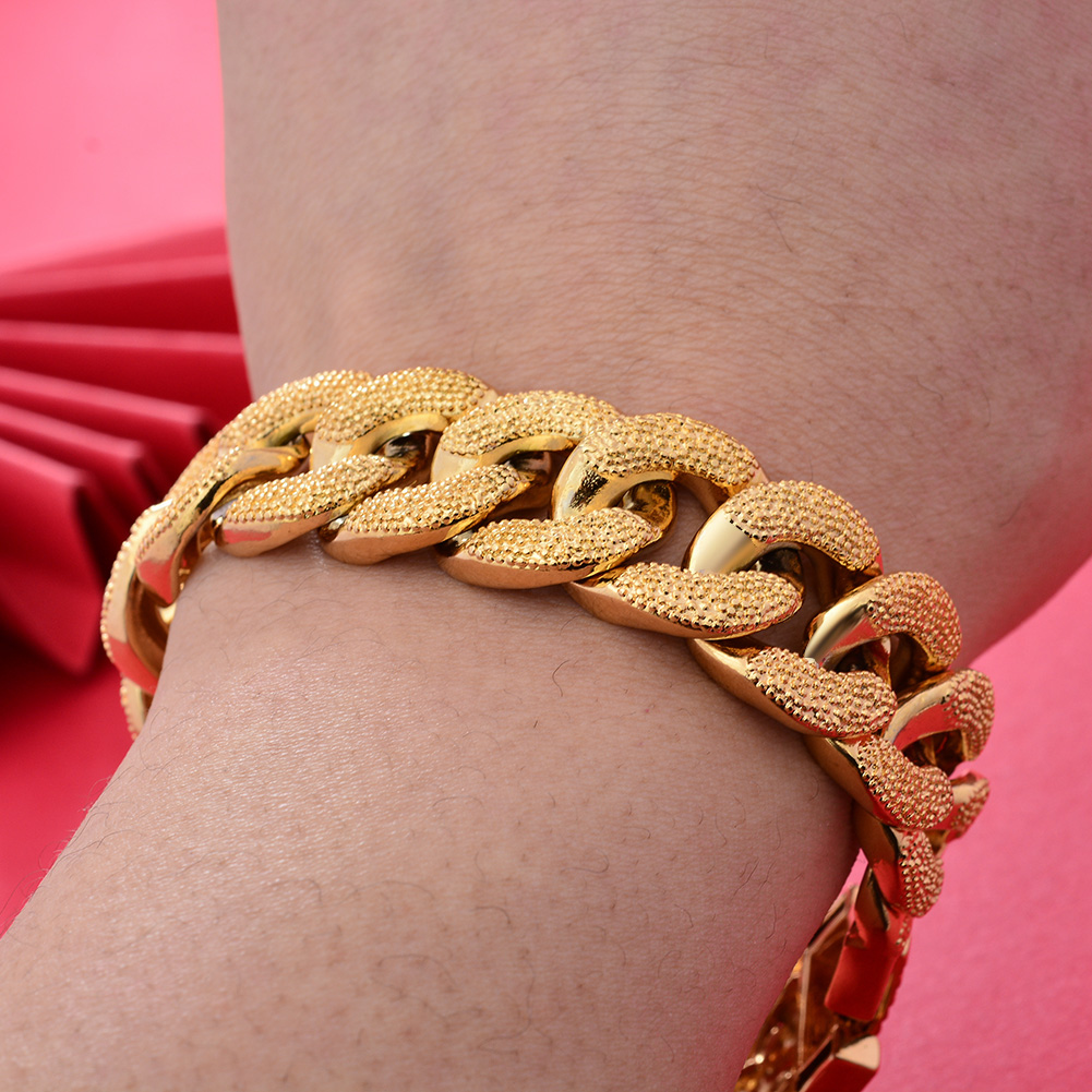 Street Fashion Dubai - 18 K ดูไบ Gold สีสร้อยข้อมือผู้หญิง/สาวชายเอธิโอเปียแฟชั่นอินเทรนด์สร้อยข้อมือ Hip