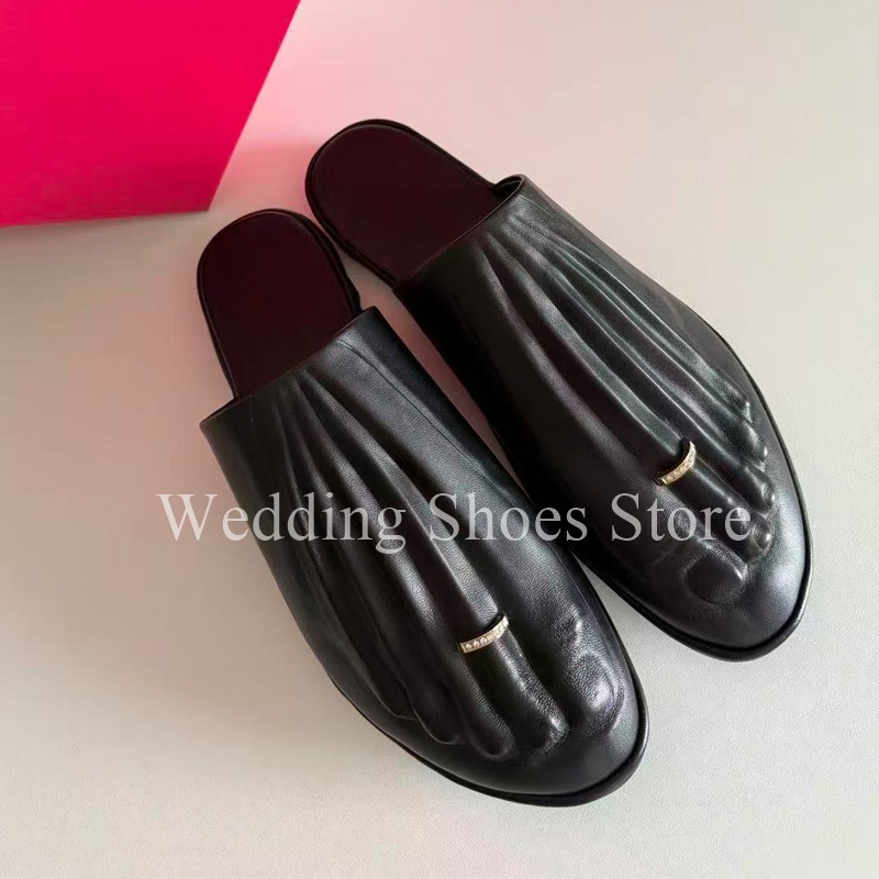 Street Fashion Rings - รองเท้าแตะดีไซน์เก๋ สไตล์แฟชั่น ประดับแหวนนิ้วเท้า ทำมือ สำหรับผู้หญิง ส้นเตี้ย