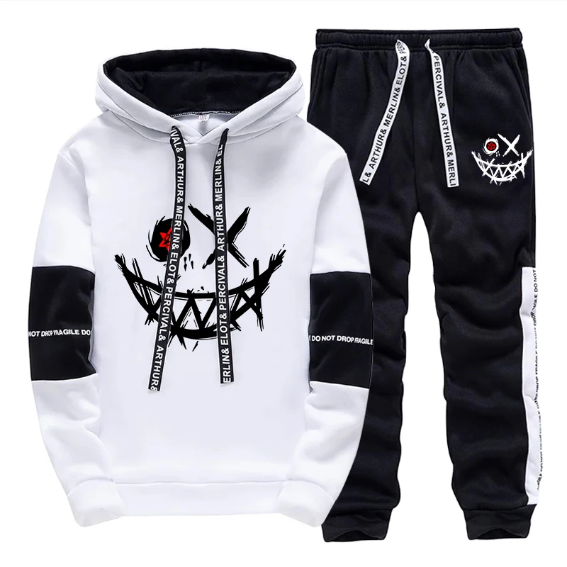 Street Fashion Art - ชุดเซ็ตผู้ชาย/เสื้อฮู้ด/กางเกงขายาว ฤดูใบไม้ร่วง 2026 แฟชั่นลำลองประจำวัน เสื้อฮู้ดมีฮู้ดและกางเกงจ็อกเกอร์ ชุดกีฬาแนวสตรีททันสมัย