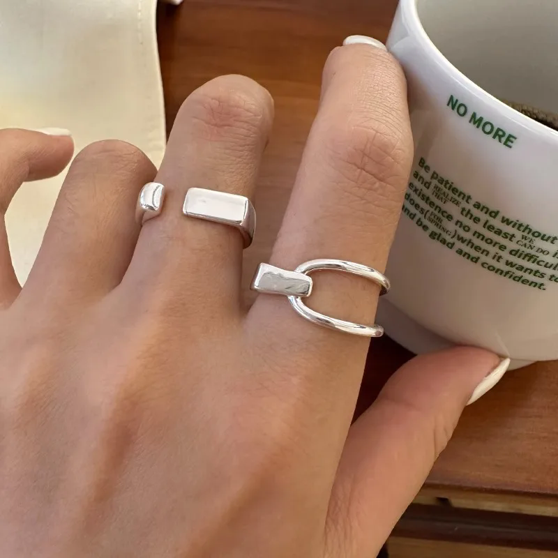 Street Fashion Rings - VENTFILLE 925 แหวนเงินสเตอร์ลิง INS แฟชั่น Hip