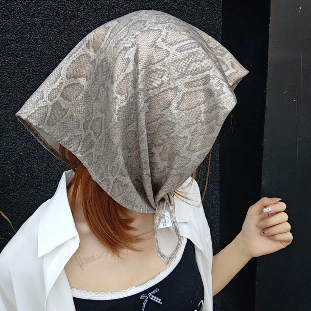 Street Fashion Art - ผ้าโพกศีรษะลายงู Y2K ผ้าพันผมลายงู ผ้าคาดผมฮิปฮอป ผ้าโพกหัวลายงู ผ้าพันคอสี่เหลี่ยมลายงู