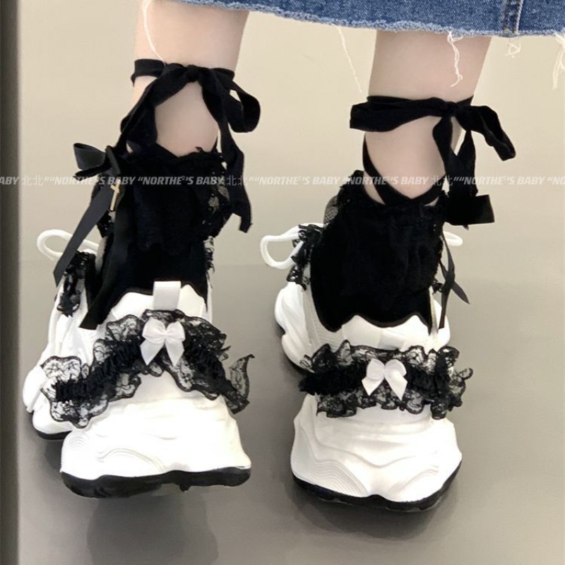 Street Fashion Girl - รองเท้าผ้าใบทรงหนา สไตล์วอร์ริเออร์ แบรนด์แท้ สำหรับสาวๆ ลายปักแบบยูนีค สไตล์