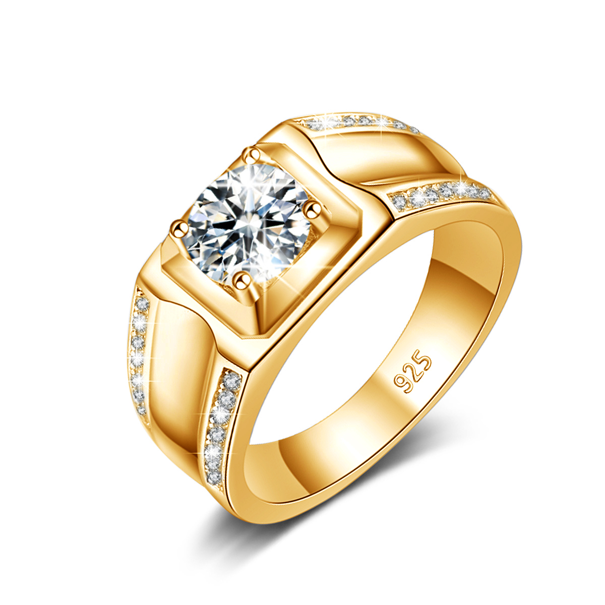 Street Fashion Rings - แนวโน้ม2025 Luxury Moissanite แหวนผู้ชาย Hip Hop