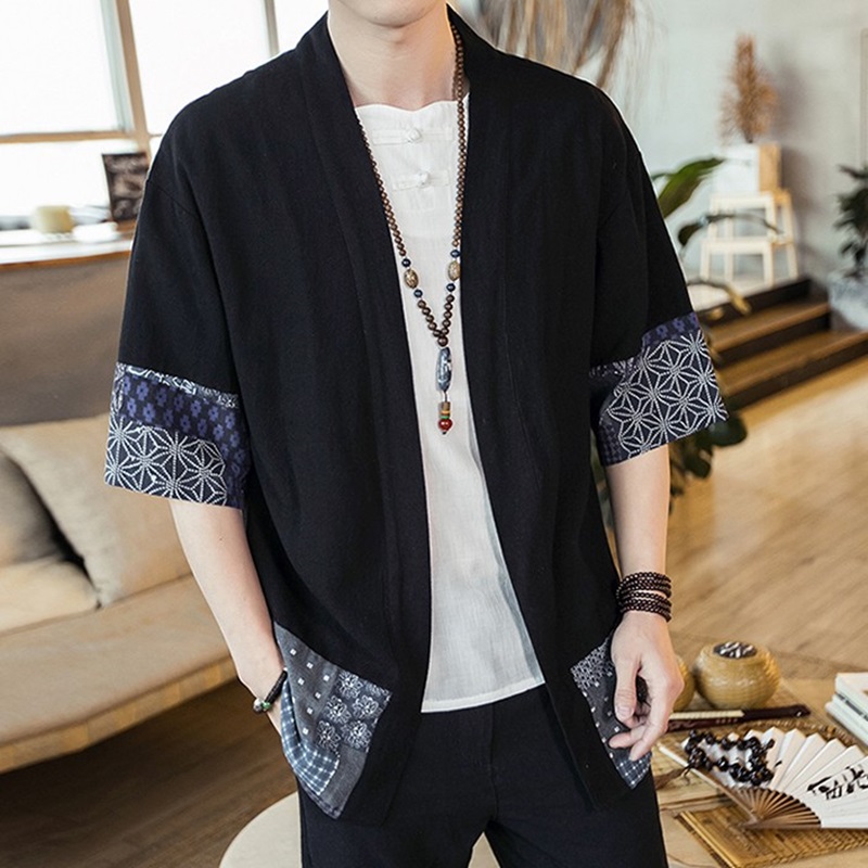 Street Fashion Japan - เสื้อคลุมกิโมโนญี่ปุ่นผู้ชาย สไตล์สตรีทแวร์ ยูกาตะ เสื้อฮารอย เสื้อคลุมกิโมโนผู้ชาย เสื้อผ้าซามูไรญี่ปุ่นแบบดั้งเดิม