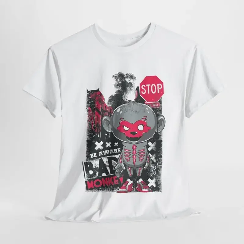 Street Fashion Art - เสื้อยืดผู้ชายสไตล์ Urban Monkey สไตล์กรันจ์อาร์ต โดดเด่น แฟชั่นแนวสตรีท