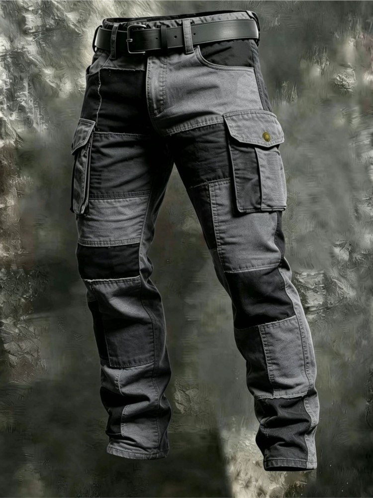 กางเกงคาร์โก้ผู้ชายผ้าฝ้ายสีกา - Street Fashion Art บทวิจารณ์และราคา