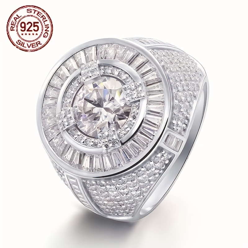 แหวนเงินแท้ 925 ทรงวงกลมประดับ - Street Fashion Rings บทวิจารณ์และราคา