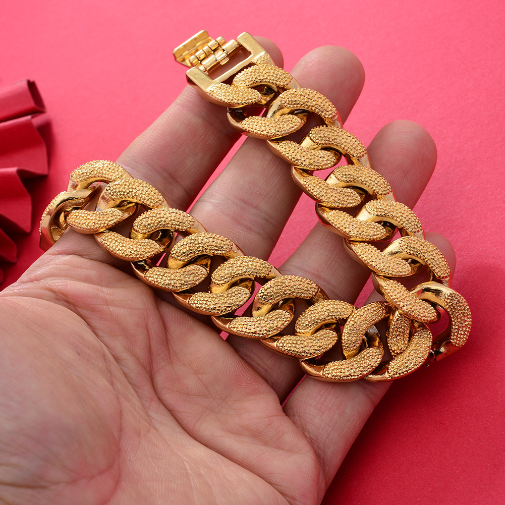 18 K ดูไบ Gold สีสร้อยข้อมือผู - Street Fashion Dubai บทวิจารณ์และราคา