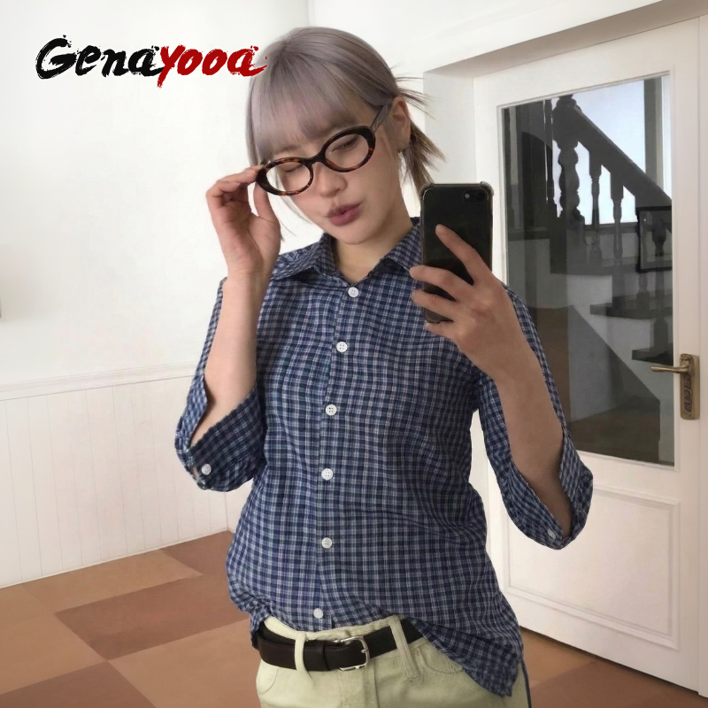 Genayooa Y2kลายสก๊อตเสื้อผู้หญ - Street Fashion Japan บทวิจารณ์และราคา