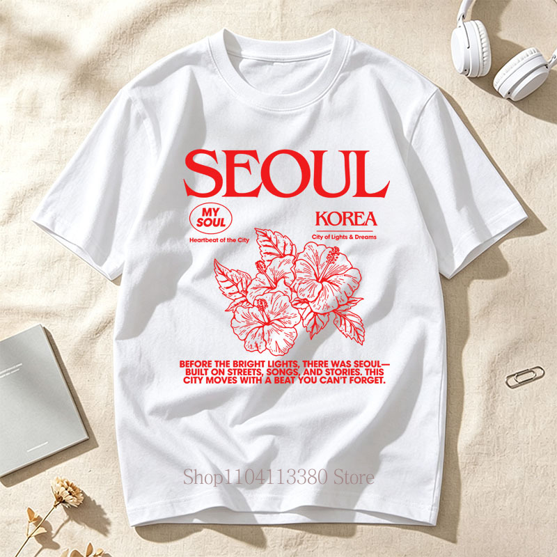 สไตล์เกาหลีเสื้อยืดพิมพ์ลายดอก - Street Fashion Of Seoul บทวิจารณ์และราคา