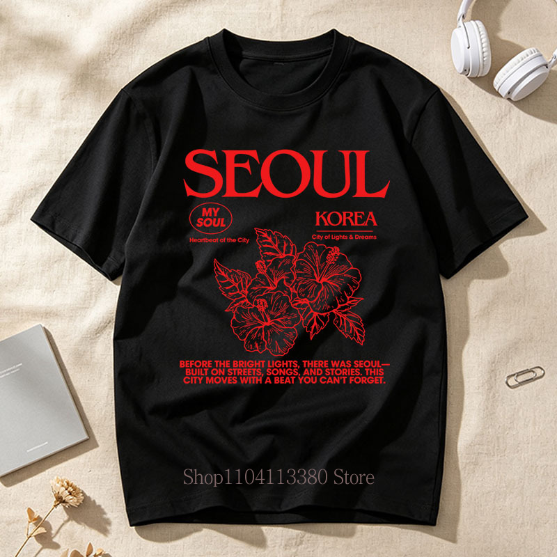 สไตล์เกาหลีเสื้อยืดพิมพ์ลายดอก - Street Fashion Of Seoul บทวิจารณ์และราคา