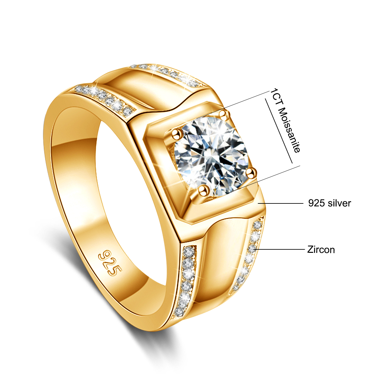 แนวโน้ม2025 Luxury Moissanite  - Street Fashion Rings บทวิจารณ์และราคา