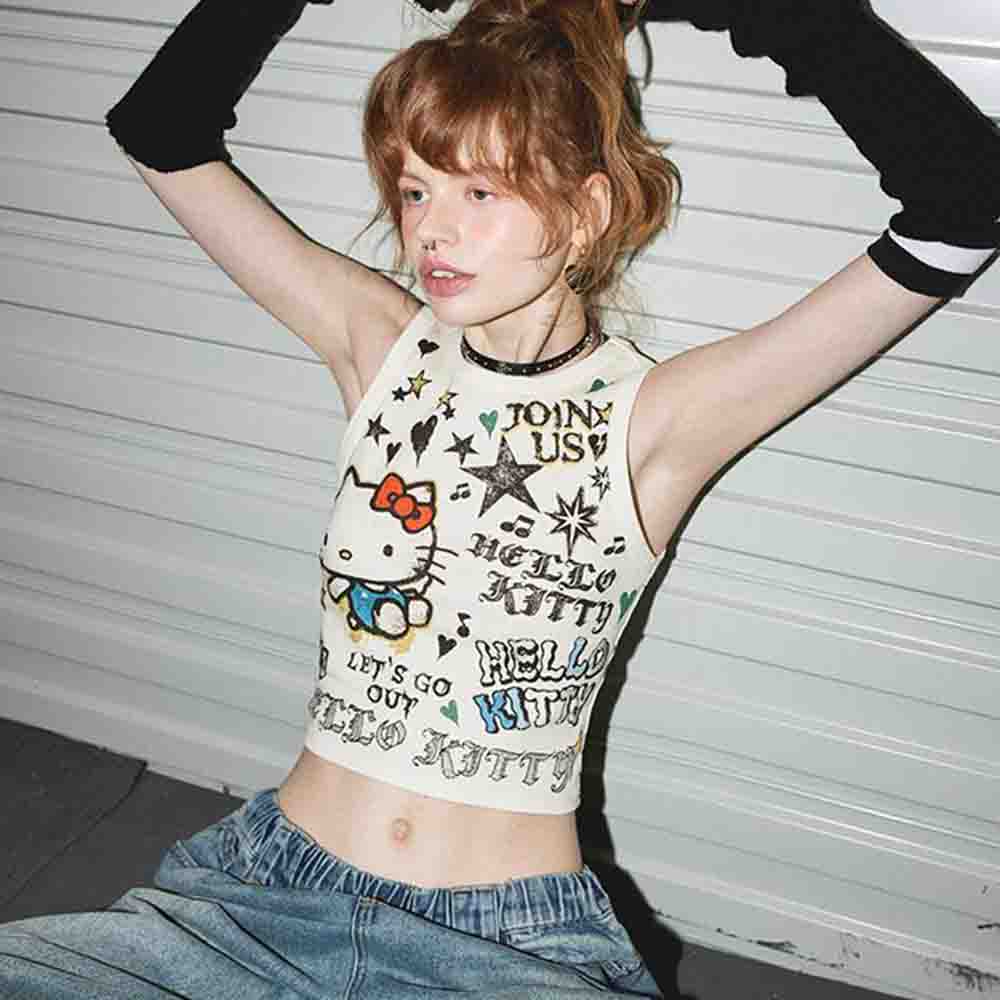 เสื้อครอปผู้หญิงลายการ์ตูน Hel - Street Fashion Girl บทวิจารณ์และราคา
