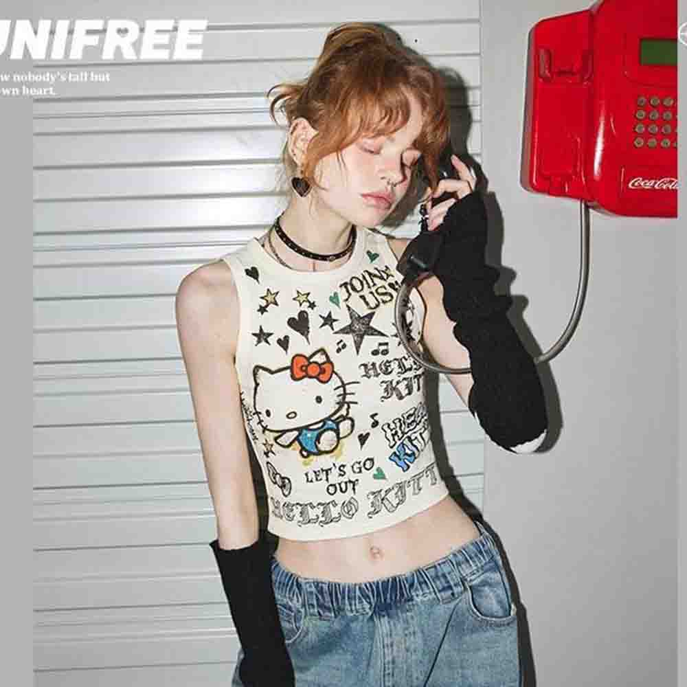 เสื้อครอปผู้หญิงลายการ์ตูน Hel - Street Fashion Girl บทวิจารณ์และราคา